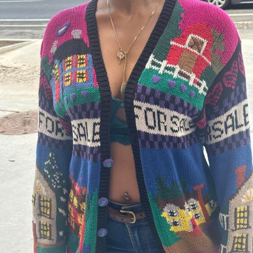 belle pointe vintage 90s multicolored cardigan real estate